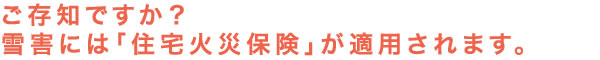 ご存知ですか？雪害には「住宅火災保険」が適用されます。
